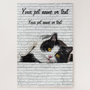 Cute and Charming, Black and White Cat Jigsaw Puzzle