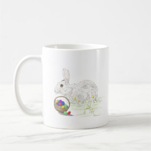 Cute and Classic Easter Bunny with Eggs Coffee Mug