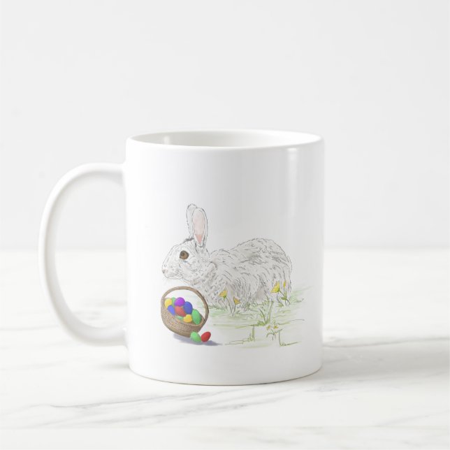 Cute and Classic Easter Bunny with Eggs Coffee Mug (Left)