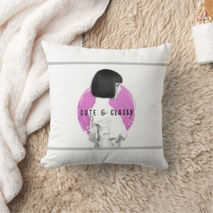 Cute and Classy Girl Pink and Black Cushion