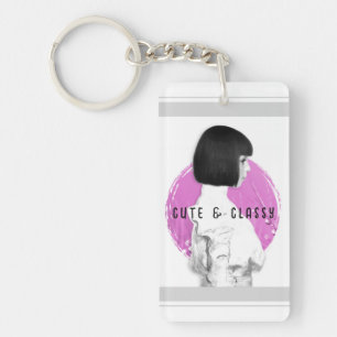 Cute and Classy Girl Pink and Black Key Ring