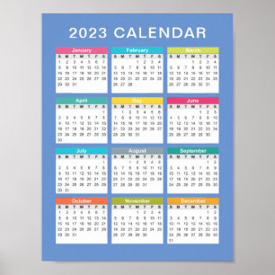 Cute and Colorful 2023 Calendar Poster