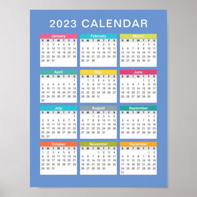 Cute and Colorful 2023 Calendar | Poster (Front)