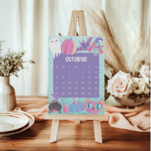 Cute and Colorful 2026 Calendar Page - October Thank You Card