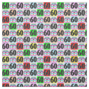 CUTE AND COLORFUL 60TH BIRTHDAY CAKE FABRIC
