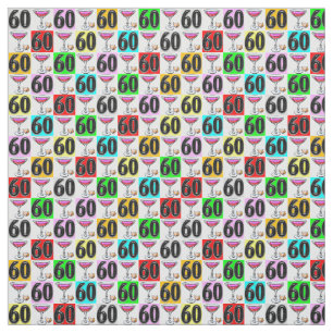 CUTE AND COLORFUL 60TH BIRTHDAY MARTINI FABRIC