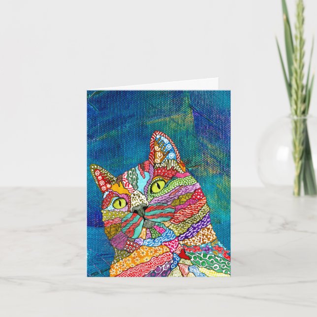 Cute and Colorful Abstract Cat Greeting Cards (Front)
