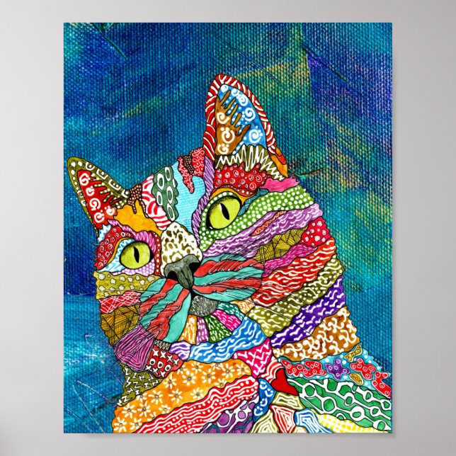 Cute and Colorful Abstract Cat Poster (Front)