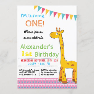 CUTE AND COLORFUL ANIMALS BIRTHDAY INVITATION
