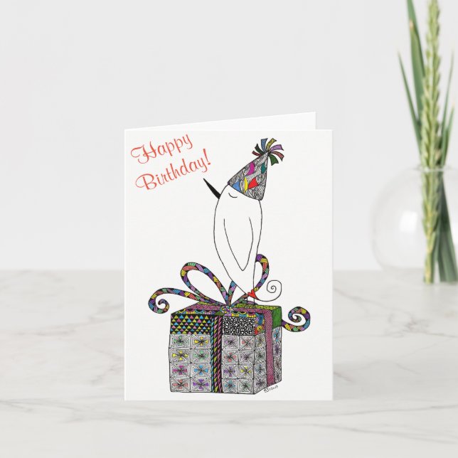 Cute and Colorful Birthday Bird Greeting Card (Front)