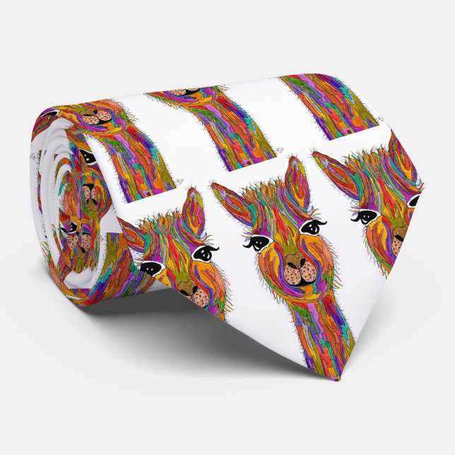 Cute and Colorful Funny Llama Tie (Rolled)