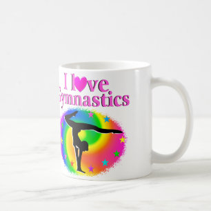 CUTE AND COLORFUL I LOVE GYMNASTICS DESIGN COFFEE MUG