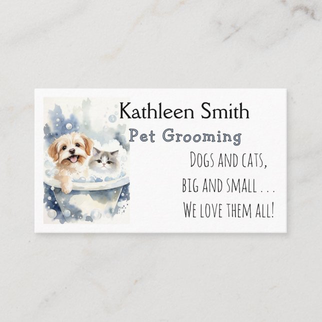 Cute and Colorful Pet Grooming Business Cards (Front)