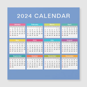 Cute and Colourful 2024 Calendar   Magnet