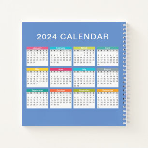 Cute and Colourful 2024 Calendar   Notebook