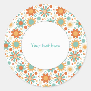 cute and colourful abstract floral design classic round sticker