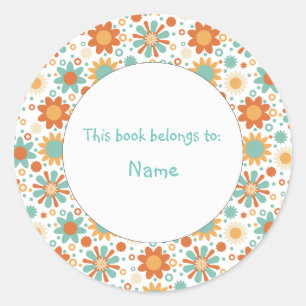 cute and colourful abstract floral design classic round sticker