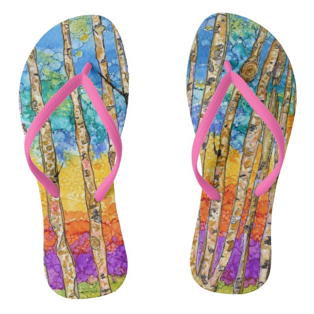 Cute and Colourful Aspen Tree Flip Flops (Footbed)
