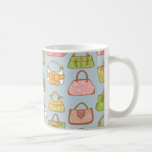 Cute and Colourful Bags Illustration Pattern (Blue Coffee Mug