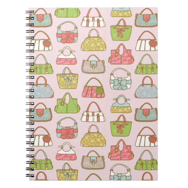 Cute and Colourful Bags Illustration Pattern Notebook (Front)