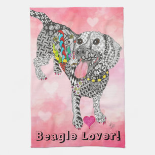 Cute and Colourful Beagle Lover Kitchen Towel