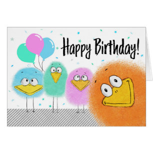 Cute and Colourful Bird Characters Birthday