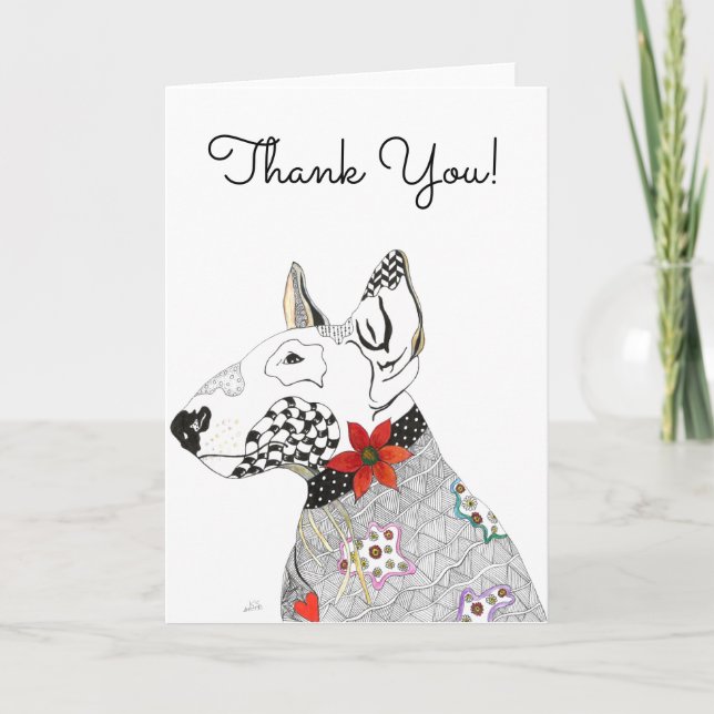 Cute and Colourful Bull Terrier Greeting Card (Front)
