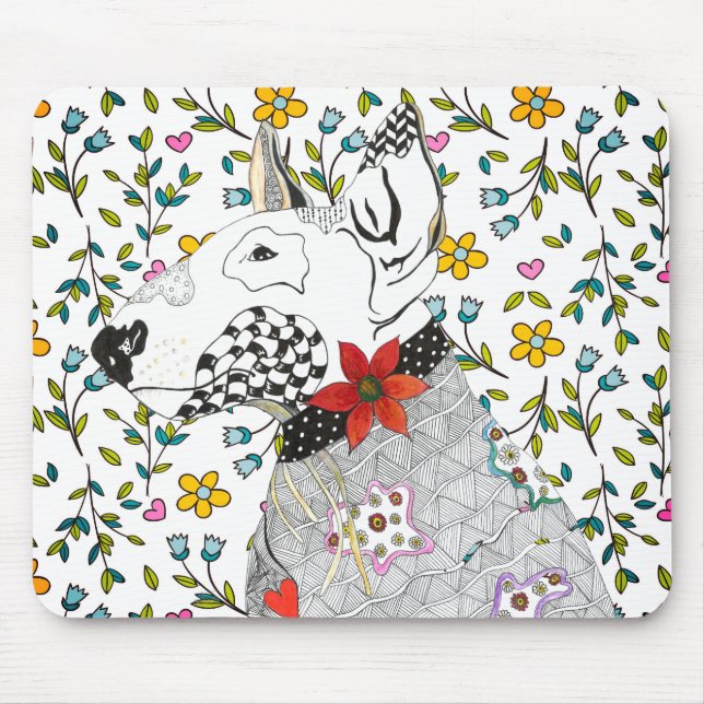 Cute and Colourful Bull Terrier Mouse Pad (Front)