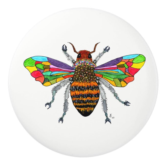 Cute and Colourful Bumble Bee Door Knob (Front)