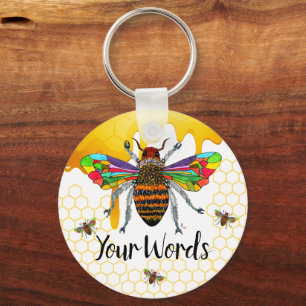 Cute and Colourful Bumble Bee Keychain