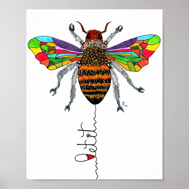 Cute and Colourful Bumble Bee Poster 8x10" (Front)
