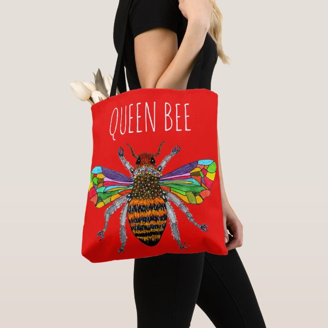 Cute and Colourful Bumble Bee Tote Bag (Close Up)