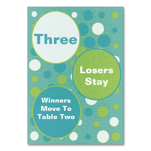 Cute and Colourful Bunco Table Cards #3 (Front)