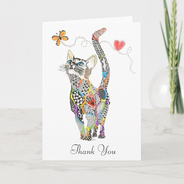Cute and Colourful Cat Greeting Card (Front)