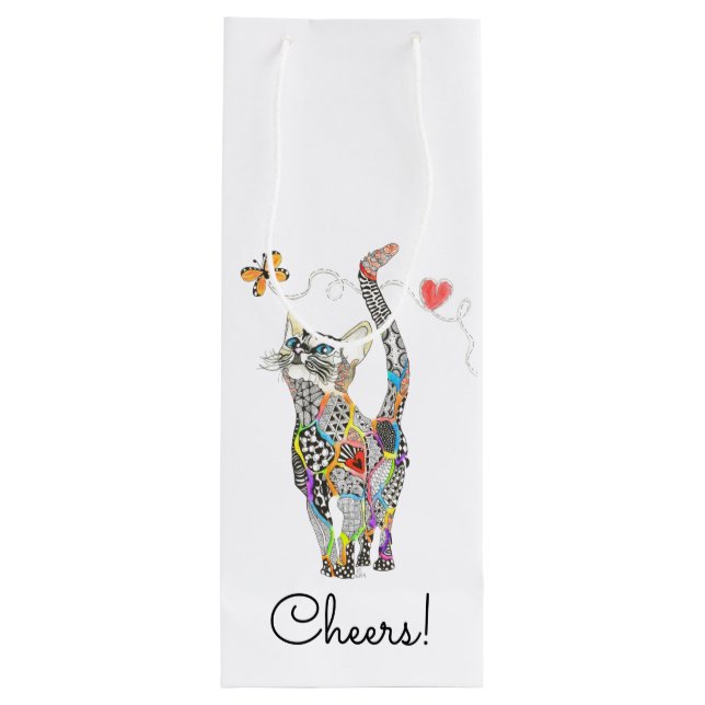 Cute and Colourful Cat Wine Bag (Back)