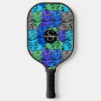 Cute and Colourful cats pattern,custom name Pickleball Paddle