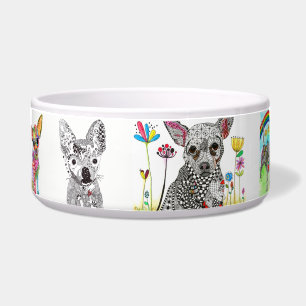 Cute and Colourful Chihuahua Dog Bowl