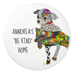 Cute and Colourful Chihuahua Door Knob - Ceramic