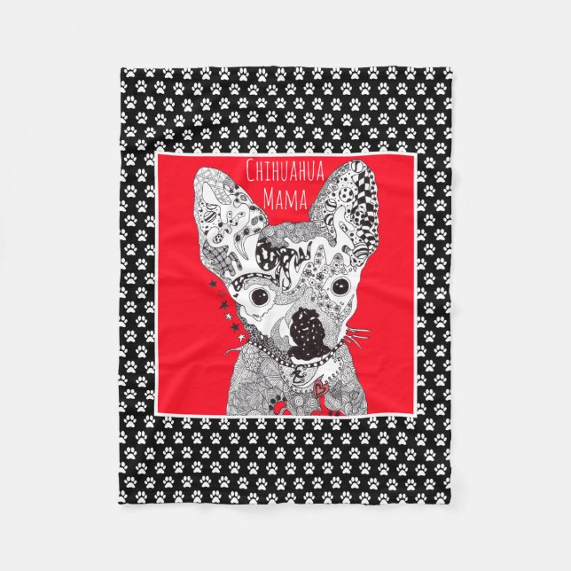 Cute and Colourful Chihuahua Fleece Blanket (Front)