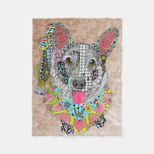 Cute and Colourful Corgi Fleece Blanket