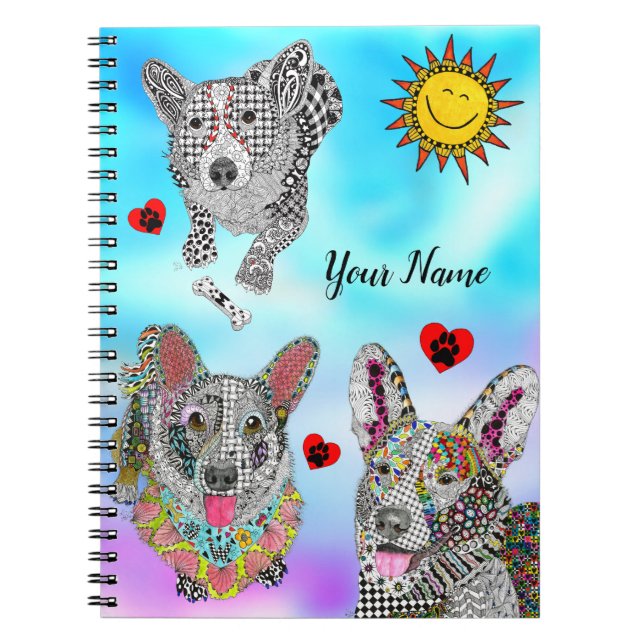 Cute and Colourful Corgi Spiral Notebook (Front)