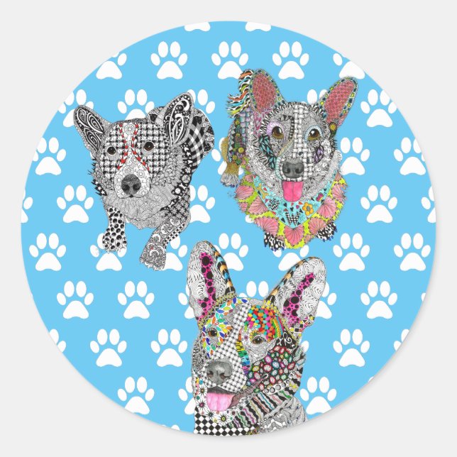 Cute and Colourful Corgi Stickers (Front)