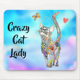 Cute and Colourful Crazy Cat Lady Mouse Pad