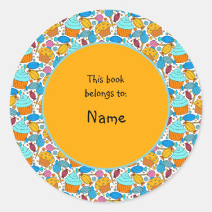 cute and colourful cupcakes and sweets classic round sticker