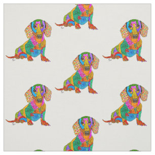 Cute and Colourful Dachshund Fabric