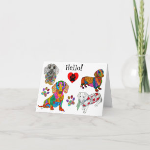 Cute and Colourful Dachshund Greeting Card
