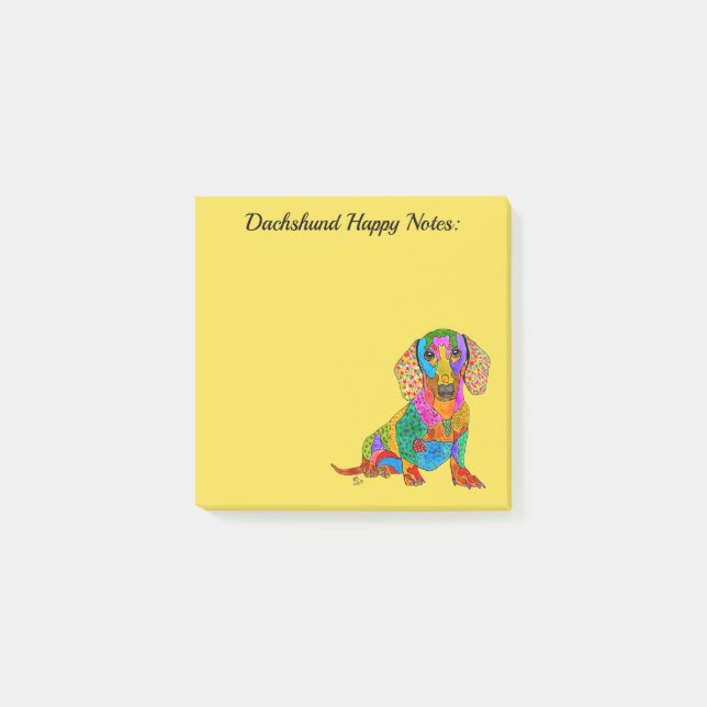 Cute and Colourful Dachshund Post-it Notes (Front)
