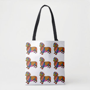 Cute and Colourful Dachshund Tote Bag