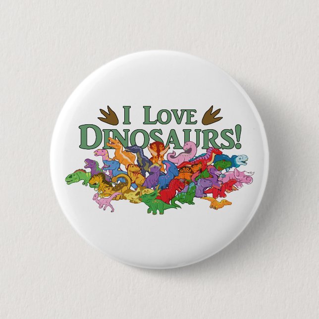 Cute and Colourful Dinosaurs 6 Cm Round Badge (Front)