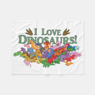 Cute and Colourful Dinosaurs Fleece Blanket